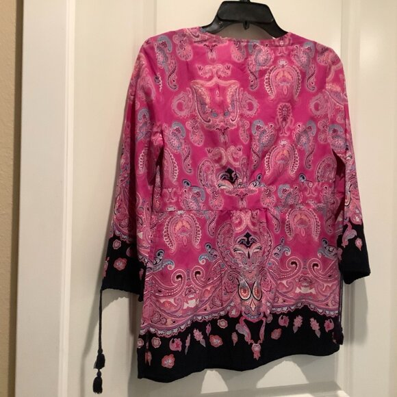 Ann Taylor Loft Blouse, pink & black, size small - Picture 2 of 5
